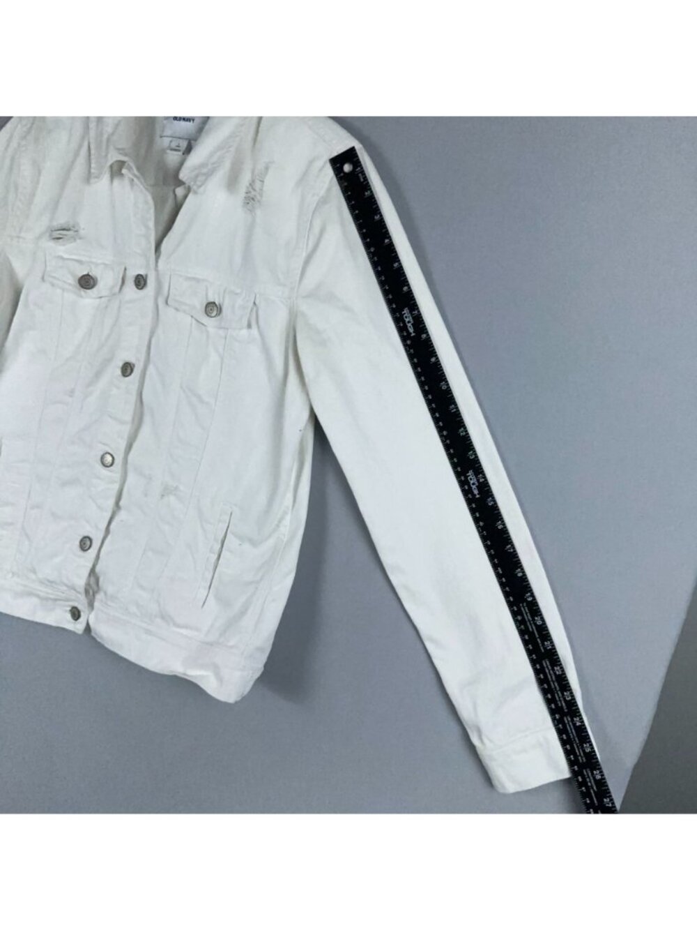 Old Navy Tucker Jacket Size Large Tall White 100% Cotton Button-Front - Picture 12 of 14